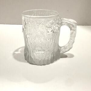 McDonalds 1993 The Flintstones Frosted Clear TreeMendous Bark Glass Mug Cup Vtg